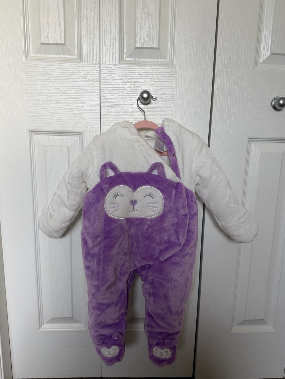 Koala Kids Purple & White Plush Animal Footie